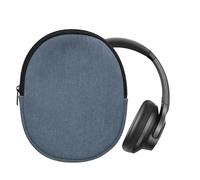kwmobile Estuche Compatible con Soundcore Q20i Estuche - Funda para Auriculares Headset con Cremallera - Exterior de Pana e Interior de Neopreno - Azul Vintage