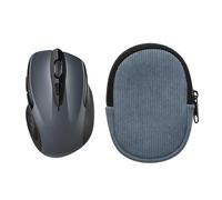 kwmobile Estuche Compatible con TECKNET Pro 2.4G 2600 Estuche Ratón - Funda para Mouse con Cremallera - Exterior de Pana e Interior de Neopreno - Azul Vintage