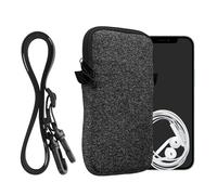 kwmobile Estuche de Neopreno Universal para Smartphone - Funda con Colgante y Cremallera para L - 6,5" Antracita/Blanco
