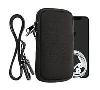 kwmobile Estuche de Neopreno Universal para Smartphone - Funda con Colgante y Cremallera para L - 6,5" Negro