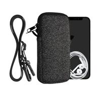 kwmobile Estuche de Neopreno Universal para Smartphone - Funda con Colgante y Cremallera para XXL - 7" Antracita/Blanco