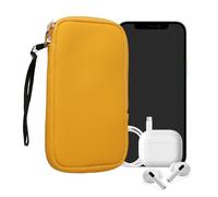 kwmobile Estuche de Neopreno Universal para Smartphone - Funda Protectora con Cremallera para L - 6,5" Amarillo Miel
