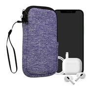 kwmobile Estuche de Neopreno Universal para Smartphone - Funda Protectora con Cremallera para XXL - 7" Azul índigo/Blanco