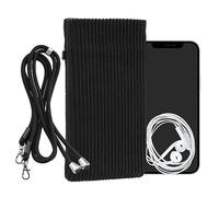 kwmobile Estuche Universal de Pana para Smartphone XXL - 7" - Funda con Cuerda Ajustable y Cierre magnético - Negro