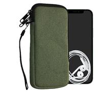 kwmobile Estuche Universal para Smartphone XXL - 7" - Funda Protectora de Tela con Interior de Microfibra y Cremallera - Verde Oliva