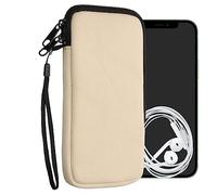 kwmobile Estuche Universal para Smartphone XXL - 7" - Funda Protectora de Tela con Interior de Microfibra y Cremallera - Crema