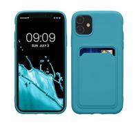 kwmobile Funda Billetera Compatible con Apple iPhone 11 Funda con Tarjetero - Carcasa Cartera Protectora con Espacio para Tarjeta - Azul Claro Mate