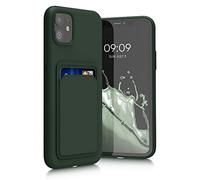 kwmobile Funda Billetera Compatible con Apple iPhone 11 Funda con Tarjetero - Carcasa Cartera Protectora con Espacio para Tarjeta - Verde Oscuro