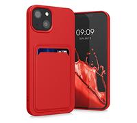 kwmobile Funda Billetera Compatible con Apple iPhone 13 Funda con Tarjetero - Carcasa Cartera Protectora con Espacio para Tarjeta - Rojo