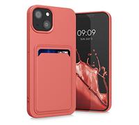 kwmobile Funda Billetera Compatible con Apple iPhone 13 Funda con Tarjetero - Carcasa Cartera Protectora con Espacio para Tarjeta - Coral