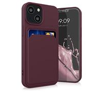 kwmobile Funda Billetera Compatible con Apple iPhone 13 Mini Funda con Tarjetero - Carcasa Cartera Protectora con Espacio para Tarjeta - Rojo Vino