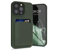 kwmobile Funda Billetera Compatible con Apple iPhone 13 Pro Funda con Tarjetero - Carcasa Cartera Protectora con Espacio para Tarjeta - Verde Oscuro