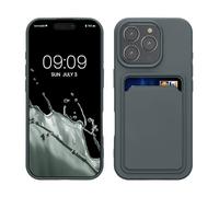 kwmobile Funda Billetera Compatible con Apple iPhone 16 Pro Funda con Tarjetero - Carcasa Cartera Protectora con Espacio para Tarjeta - Pizarra Oscura