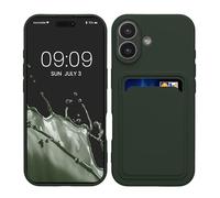 kwmobile Funda Billetera Compatible con Apple iPhone 17 Funda con Tarjetero - Carcasa Cartera Protectora con Espacio para Tarjeta - Verde Oscuro