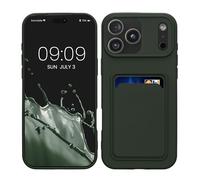 kwmobile Funda Billetera Compatible con Apple iPhone 17 Pro MAX Funda con Tarjetero - Carcasa Cartera Protectora con Espacio para Tarjeta - Verde Oscuro