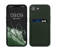 kwmobile Funda Billetera Compatible con Apple iPhone 17e / iPhone 16e Funda con Tarjetero - Carcasa Cartera Protectora con Espacio para Tarjeta - Verde Oscuro