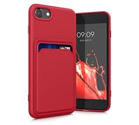 kwmobile Funda Billetera Compatible con Apple iPhone SE (2022/2020) / 8/7 Funda con Tarjetero - Carcasa Cartera Protectora con Espacio para Tarjeta - Rojo