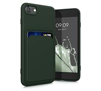 kwmobile Funda Billetera Compatible con Apple iPhone SE (2022/2020) / 8/7 Funda con Tarjetero - Carcasa Cartera Protectora con Espacio para Tarjeta - Verde Oscuro