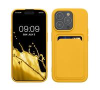 kwmobile Funda Billetera Compatible con iPhone 15 Pro Funda con Tarjetero - Carcasa Cartera Protectora con Espacio para Tarjeta - Amarillo chillón