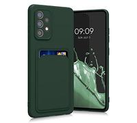 kwmobile Funda Billetera Compatible con Samsung Galaxy A52 / A52 5G / A52s 5G Funda con Tarjetero - Carcasa Cartera Protectora con Espacio para Tarjeta - Verde Oscuro