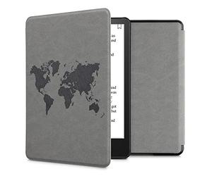 kwmobile Funda Compatible con Amazon Kindle Paperwhite 11. Generation 2021 - Carcasa para e-Reader de Piel Ante sintética - Mapa del Mundo