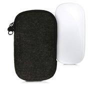 kwmobile Funda Compatible con Apple Magic Mouse 1/2 - Estuche de Fieltro con Cremallera - Carcasa en Gris Oscuro