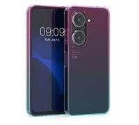 kwmobile Funda Compatible con ASUS Zenfone 10 / Zenfone 9 - Carcasa de TPU Bicolor - Rosa Fucsia/Azul/Transparente
