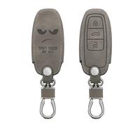 kwmobile Funda Compatible con Audi A6 A7 A8 Q7 Q8 Llave de Coche - Case de Piel de Nobuck sintética para Mando de Coche - Don't Touch my Key Gris