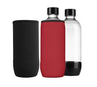 kwmobile Funda compatible con botellas Soda Stream DUO/Terra - 2x enfriadores de neopreno para botella de 615 ml - negro/rojo