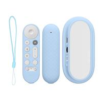 kwmobile Funda Compatible con Google TV Streamer 4K - Set de 2X Case Protector de Silicona para Mando a Distancia Azul Claro