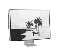 kwmobile Funda Compatible con Monitor Monitor de 31-32" - Cubierta Protectora Textil para Pantalla - Palmeras en Blanco y Negro