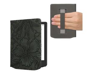 kwmobile Funda compatible con Pocketbook Verse/Pro/Color/Vivlio Light/Light HD - Funda con tapa magnética para tablet eReader de piel sintética con correa - Verde