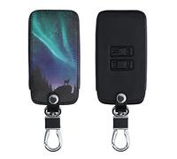 kwmobile Funda Compatible con Renault Llave de Coche Smart Key de 4 Botones (Solo Keyless Go) - Cubierta de Cuero sintético - Case para Mando y Control de Auto Ciervo con la Aurora Boreal