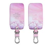 kwmobile Funda Compatible con Renault Llave de Coche Smart Key de 4 Botones (Solo Keyless Go) - Cubierta de Cuero sintético - Case para Mando y Control de Auto con Be Happy for