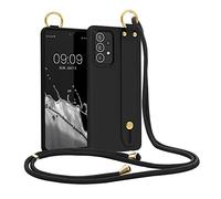 kwmobile Funda Compatible con Samsung Galaxy A52 / A52 5G / A52s 5G - Carcasa de Silicona con Cuerda y Agarre Trasero - Negro