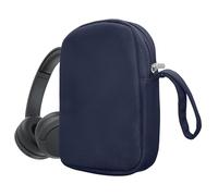 kwmobile Funda Compatible con Sony WH-CH520 / WH-CH510 / MDR-ZX110 Estuche - Funda para Cascos Antigolpes con Cremallera Asa y Bolsillo Interior - Azul Oscuro