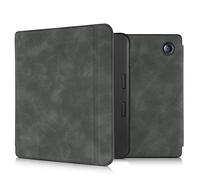 kwmobile Funda Compatible con Tolino Vision 6 - Carcasa para e-Reader de Piel sintética Nobuck - Gris Oscuro