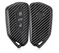 kwmobile Funda Compatible con VW Golf 8 Llave de Coche de 3 Botones - Carcasa Dura para Llave de Coche Mando de Auto - de Carbono Negro