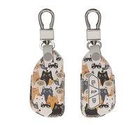 kwmobile Funda Compatible con VW Golf 8 Llave de Coche de 3 Botones - Cubierta de Cuero sintético - Case para Mando y Control de Auto con Gatitos