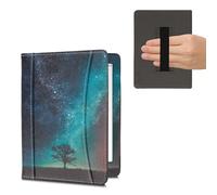 kwmobile Funda de Cuero sintético Compatible con Kobo Aura H2O Edition 2 - Bolsillo y Agarre - árbol y Estrellas