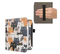 kwmobile Funda de Cuero sintético Compatible con Pocketbook Era/Era Color/Era Lite - Bolsillo y Agarre - Gatitos