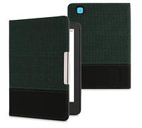kwmobile Funda de e-Book Compatible con Kobo Aura Edition 2 -Case de Cuero sintético Verde Oscuro/Negro