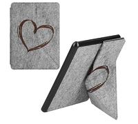 kwmobile Funda de Origami Compatible con Amazon Kindle Paperwhite 11. Generation 2021 - Case de Felpa con Stand y Cierre magnético - Dibujo de corazón
