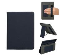 kwmobile Funda E-Book 6-7 Pulgadas - Carcasa Universal de Cuero PU para Libro Electrónico con Soporte Cinta Elástica e Interior de Microfibra - Azul Oscuro