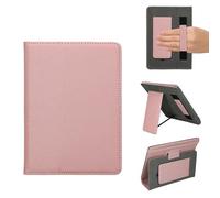 kwmobile Funda E-Book 6-7 Pulgadas - Carcasa Universal de Cuero PU para Libro Electrónico con Soporte Cinta Elástica e Interior de Microfibra - Rosado Suave