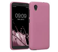 kwmobile Funda para Alcatel 1 (5.0") Carcasa - Ultrafina de TPU y Silicona con Bordes elevados anticaídas - Rosa Oscuro