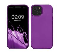 kwmobile Funda para Apple iPhone 15 Carcasa - Case TPU y Silicona Ultrafino - Antigolpes con Bordes elevados - Apto Carga inalámbrica - Morado Metalizado