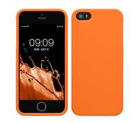 kwmobile Funda para Apple iPhone SE (1.Gen 2016) / iPhone 5 / iPhone 5S Carcasa - Ultrafina de TPU y Silicona con Bordes elevados anticaídas - Naranja afrutado