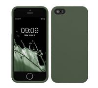 kwmobile Funda para Apple iPhone SE (1.Gen 2016) / iPhone 5 / iPhone 5S Carcasa - Ultrafina de TPU y Silicona con Bordes elevados anticaídas - Verde Oscuro Mate