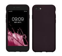 kwmobile Funda para Apple iPhone SE (2022/2020) / 8/7 Carcasa - Case TPU y Silicona Ultrafino - Antigolpes con Bordes elevados - Apto Carga inalámbrica - Frambuesa metálico